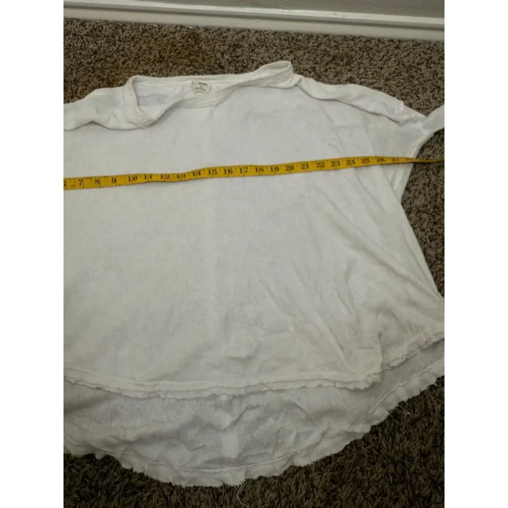 Free People Womens White Waffle Knit Thermal Sz M Oversized Boxy Dolman Basic